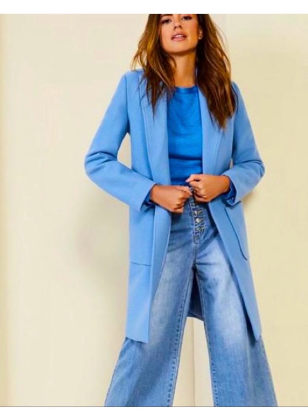 Gianni Bini Long Wool Blend Blue Longline Trench Coat